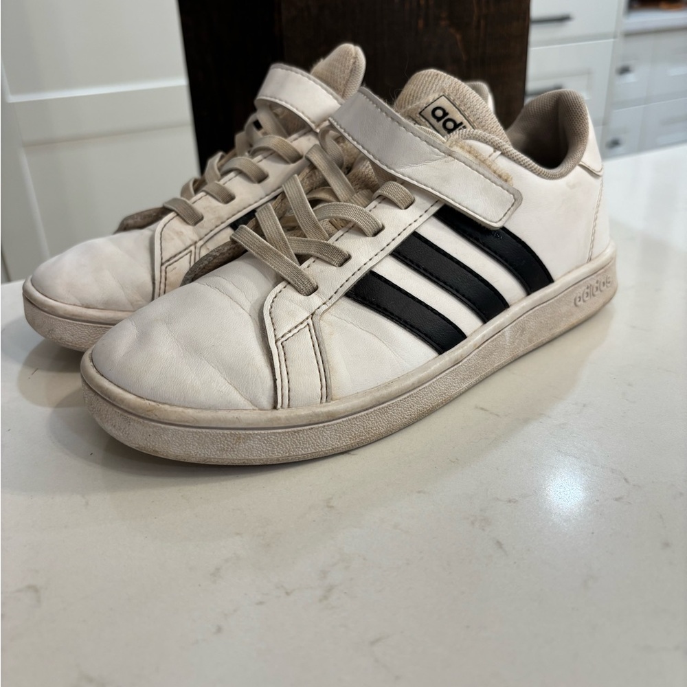 Adidas Classic White and Black Striped Sneakers